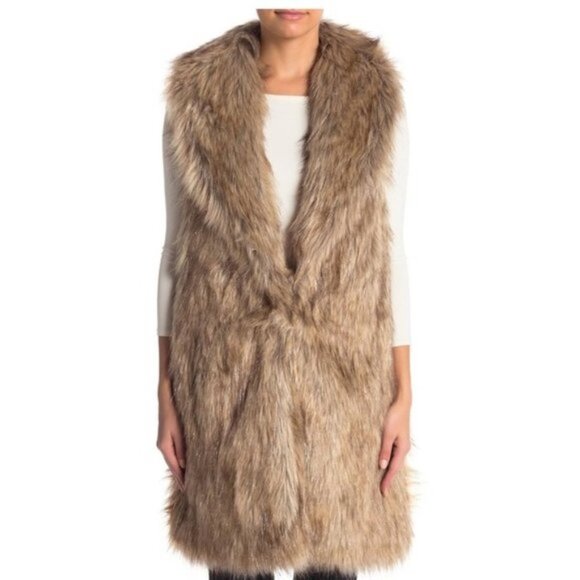 Betsey Johnson Metallic Faux Fur Vest - Picture 2 of 6